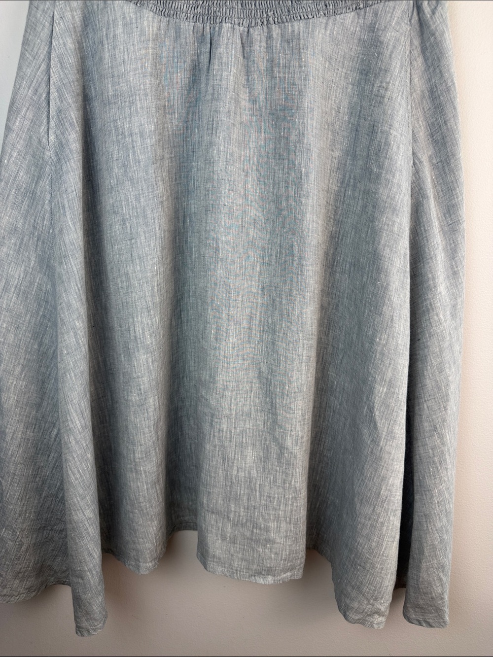 Eileen Fisher Organic Linen Smocked A-Line Skirt Handkerchief Hem Medium Pockets - Picture 5 of 16